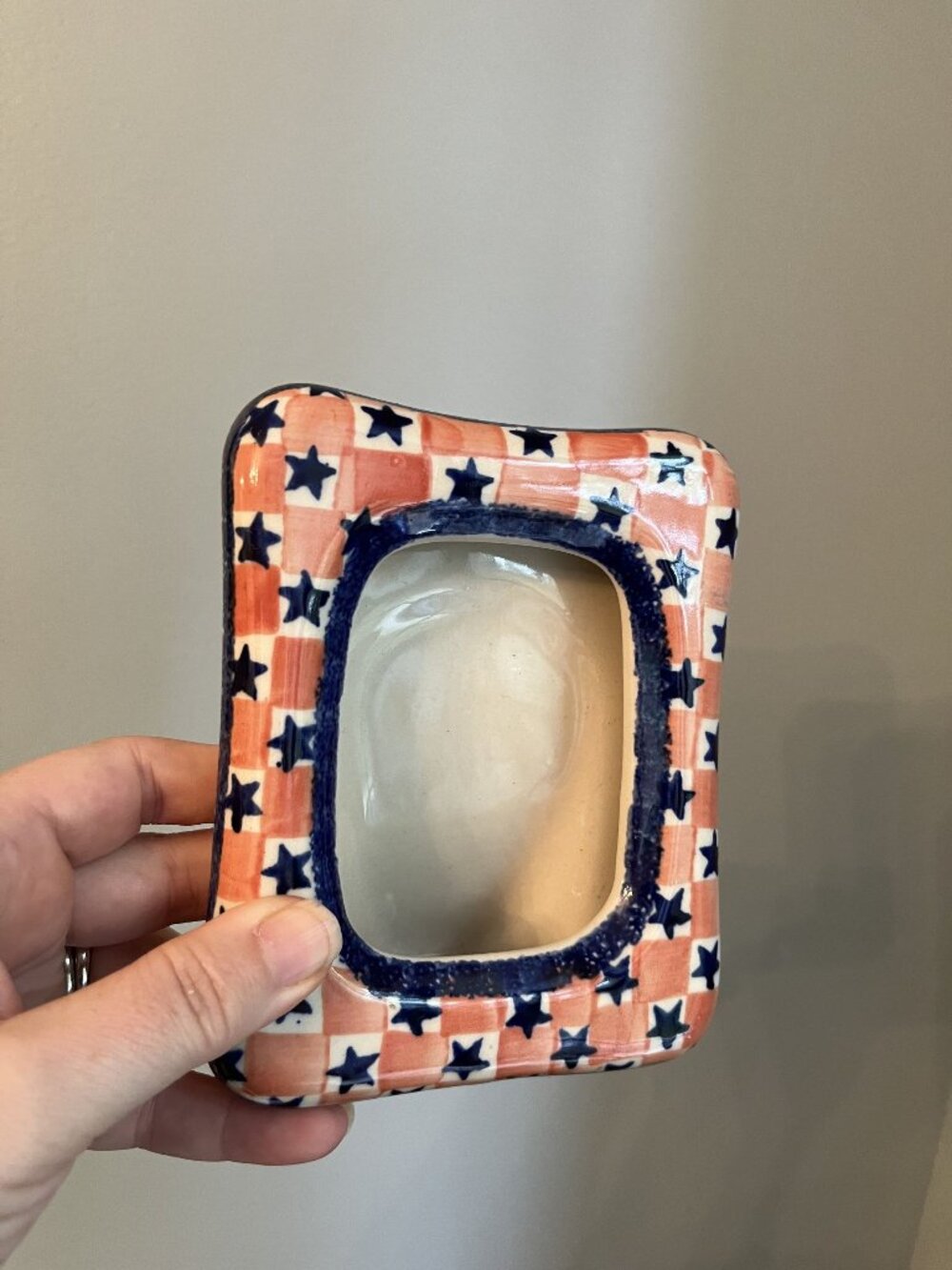 Boleslawiec Unikat Poland Handmade Polish Pottery Ceramic Picture Frame 4.5x5.5